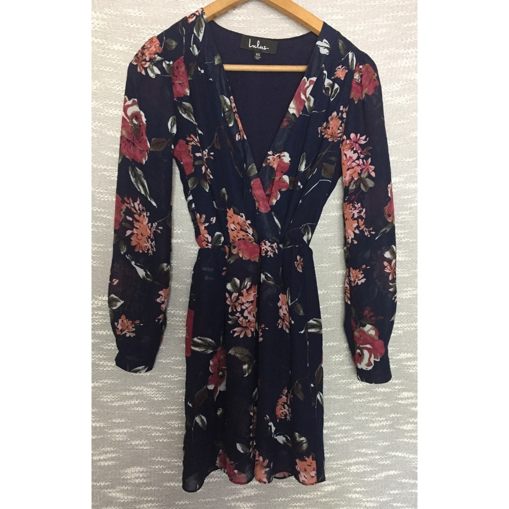 Lulus Navy Floral Dress